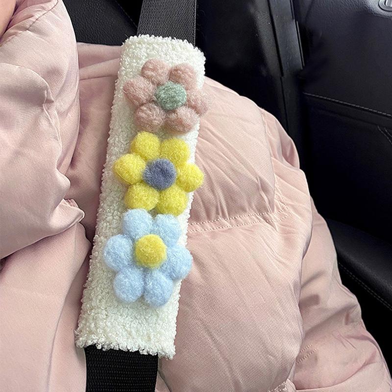 1/2 шт. Мягкий плюшевый цветной чехол на ремень безопасности для автомобиля, подушка для плечевого ремня, искусственная овчина, накладка на плечо для ремня безопасности