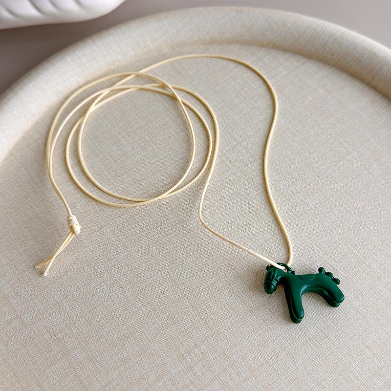 Цветной кулон-лошадка на длинной цепочке для женщин, простая регулируемая цепочка для свитера, ювелирные изделия дружбы, подарки