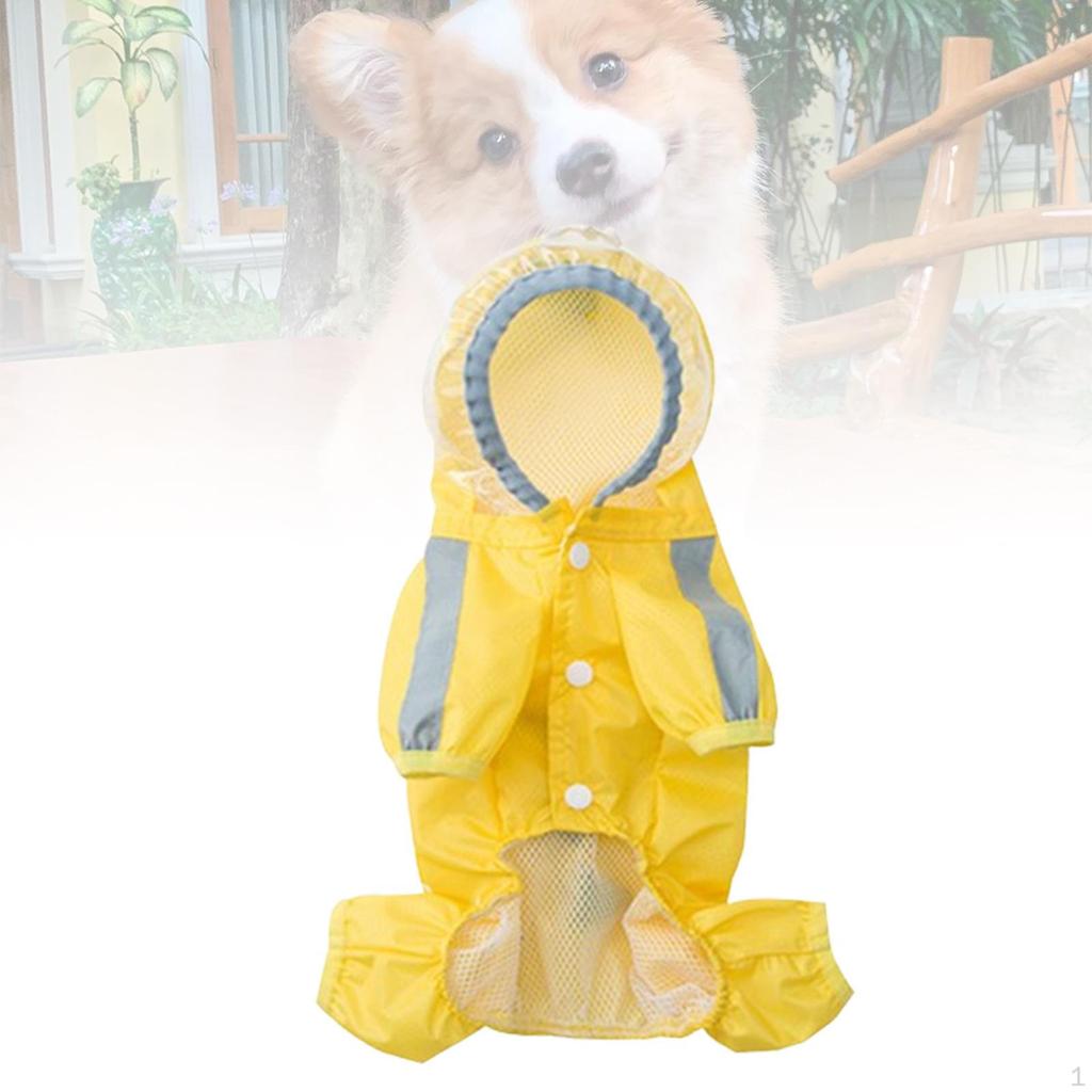Dog Raincoat Rain Jacket Cartoon Dinosaur with Leash Hole Outdoor Pet Clothes Poncho
