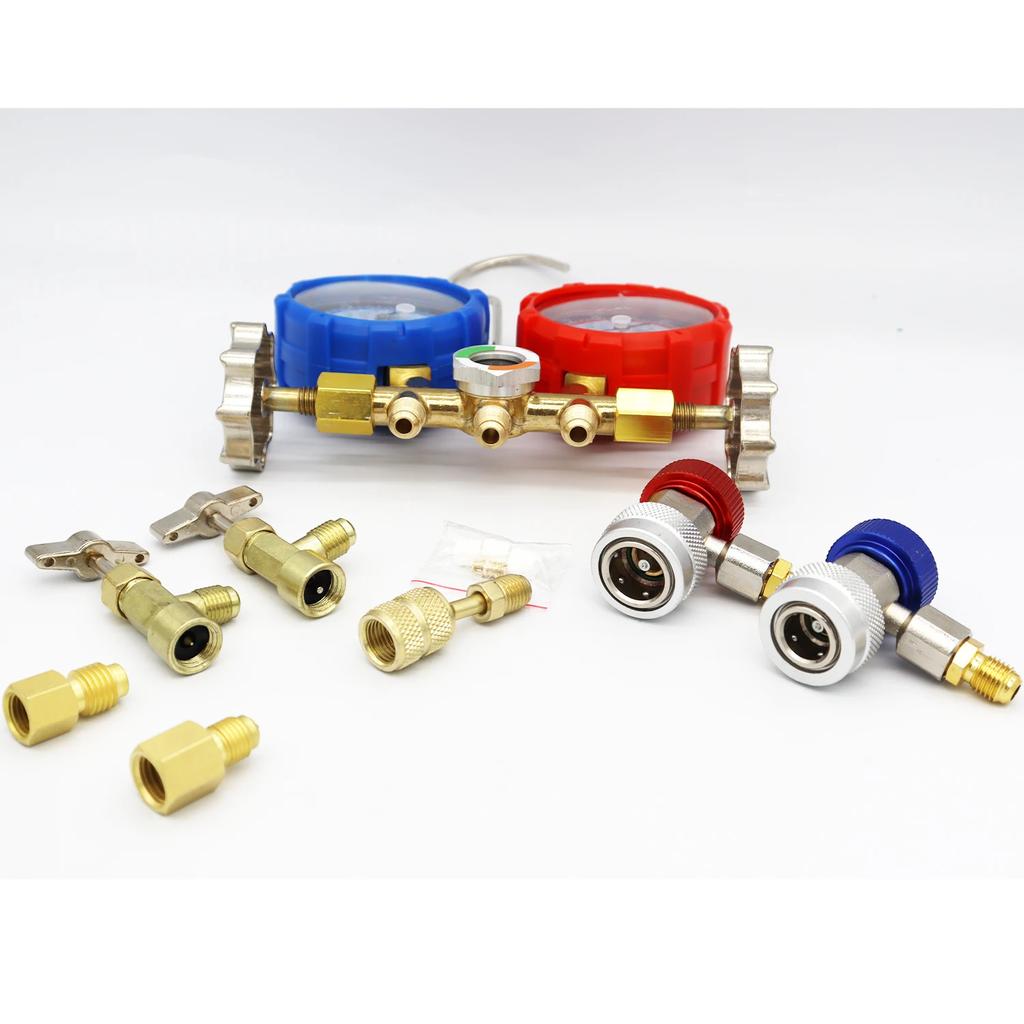 Комплект манометрического коллектора для заправки автомобильных кондиционеров хладагентами R410A, R22, R134a, R404A