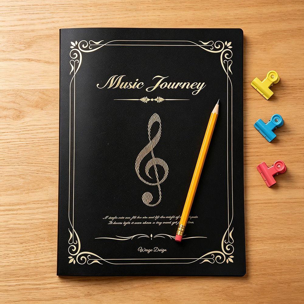 1pc A4 Sheet Music Folder Treble Clef Design Anti-Glare Document Binder Clear Pocket Piano Guitar Music Organizer Students