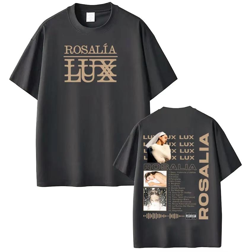 Singer ROSALÍA Lux Album 2026 Tour Tees Men Women Fashion T Shirt Shortsleeved top Aesthetic Trend Cotton Tshirts Streetwear