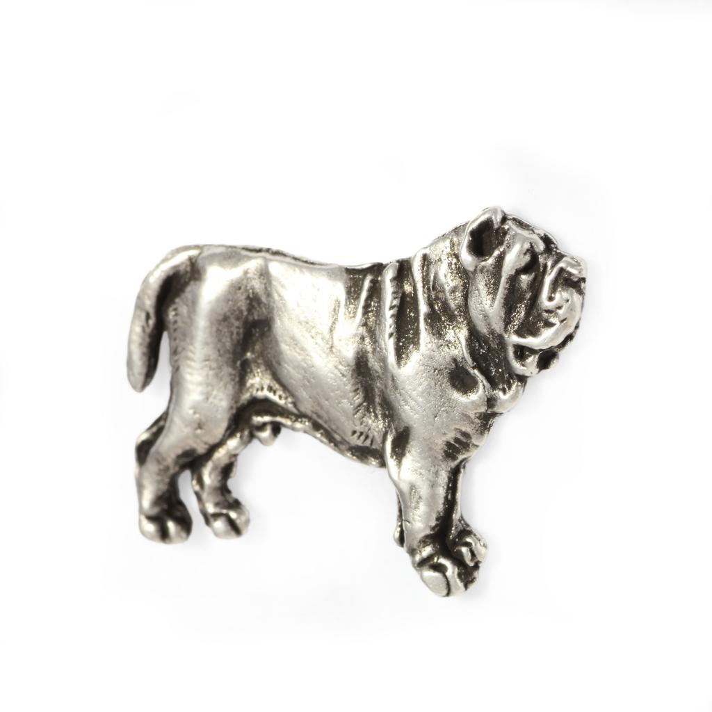 Neapolitan Mastiff, Mastino Napoletano I - Silver-plated dog brooch, elegant pin, jacket lapel decoration by Art-Dog brand
