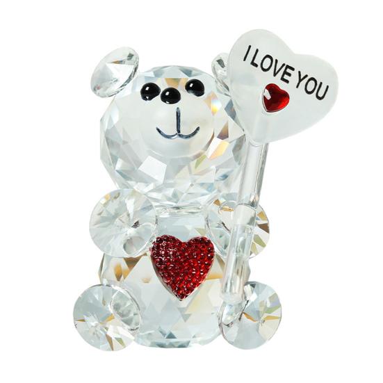 Clear Bear Figurine Valentine's Day Gift I Love You Faux Crystal Bear