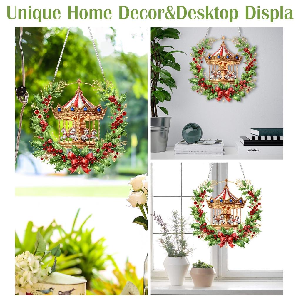 Рождественские DIY 2D Плоские Акриловые Специальной Формы Подвесные Наборы Алмазной Живописи Алмазный Арт Подвеска для Окна Дома Сада Стены Двери Декор