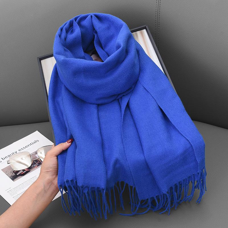 Шарф Зимний Женский Кашемировый Литературный и Художественный Утолщенный Теплый Двусторонний Однотонный Модный Атмосферный Шарф