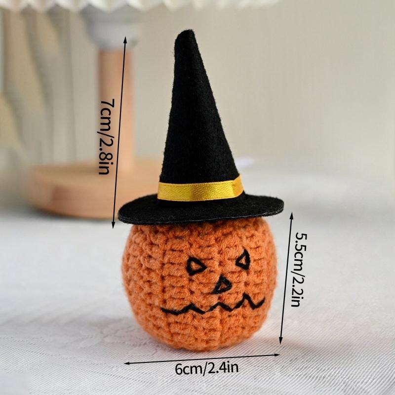 Crochet Pumpkin Ornament Halloween Decoration 2025 Office Desk Accessorie Room Desktop Decor Funny Crochet Crafts
