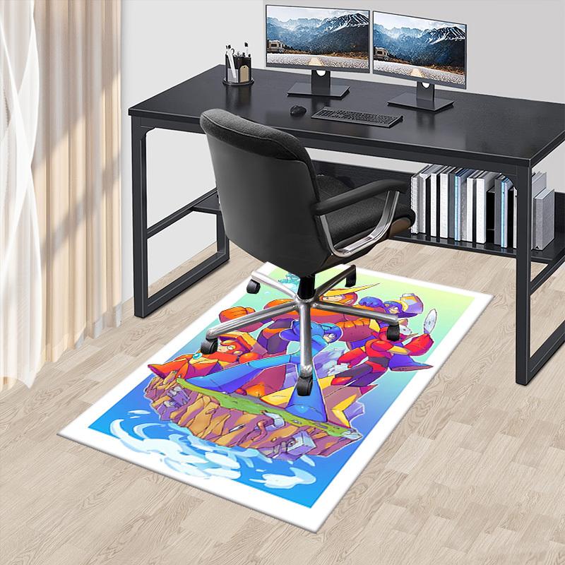 1pc Mega Man Anime Cartoon Design Office Chair Mat Non-Slip Carpet for Home Decor, Suitable for All Seasons, Ideal Gift for Fans.Y084