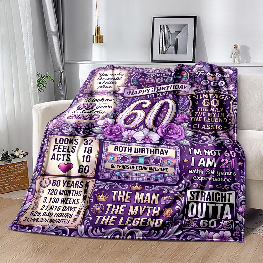 Happy 60th Birthday Celebration Blanket Ultra-Soft Great for Seaside Office Bed All-Season Use Warmthful Decor