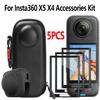 5Pcs Insta360 X5/X4 Accessories Kit - Lens Guards + Storage Bag + Screen Protector Film Anti-scratch