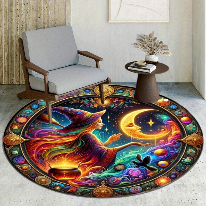 Witch Magic Round Rug Nonslip Area Rug Office Chair Mat Carpet For Living Room Bedroom Home Decor