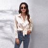 Spring and Autumn Women's Solid Colour Shirt Loose Long Sleeve Blouse