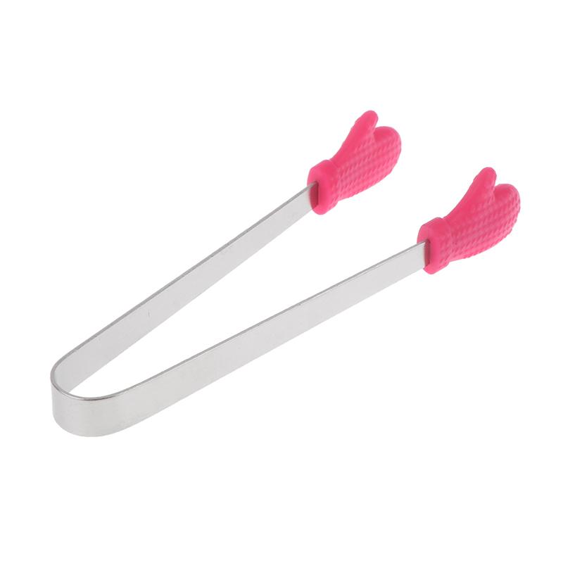1Pc Silicone Food Tongs Gloves-Shaped Stainless Steel Non-Slip Kitchen Utensil Ice Candy Food Clip Mini Ice Cubestongs