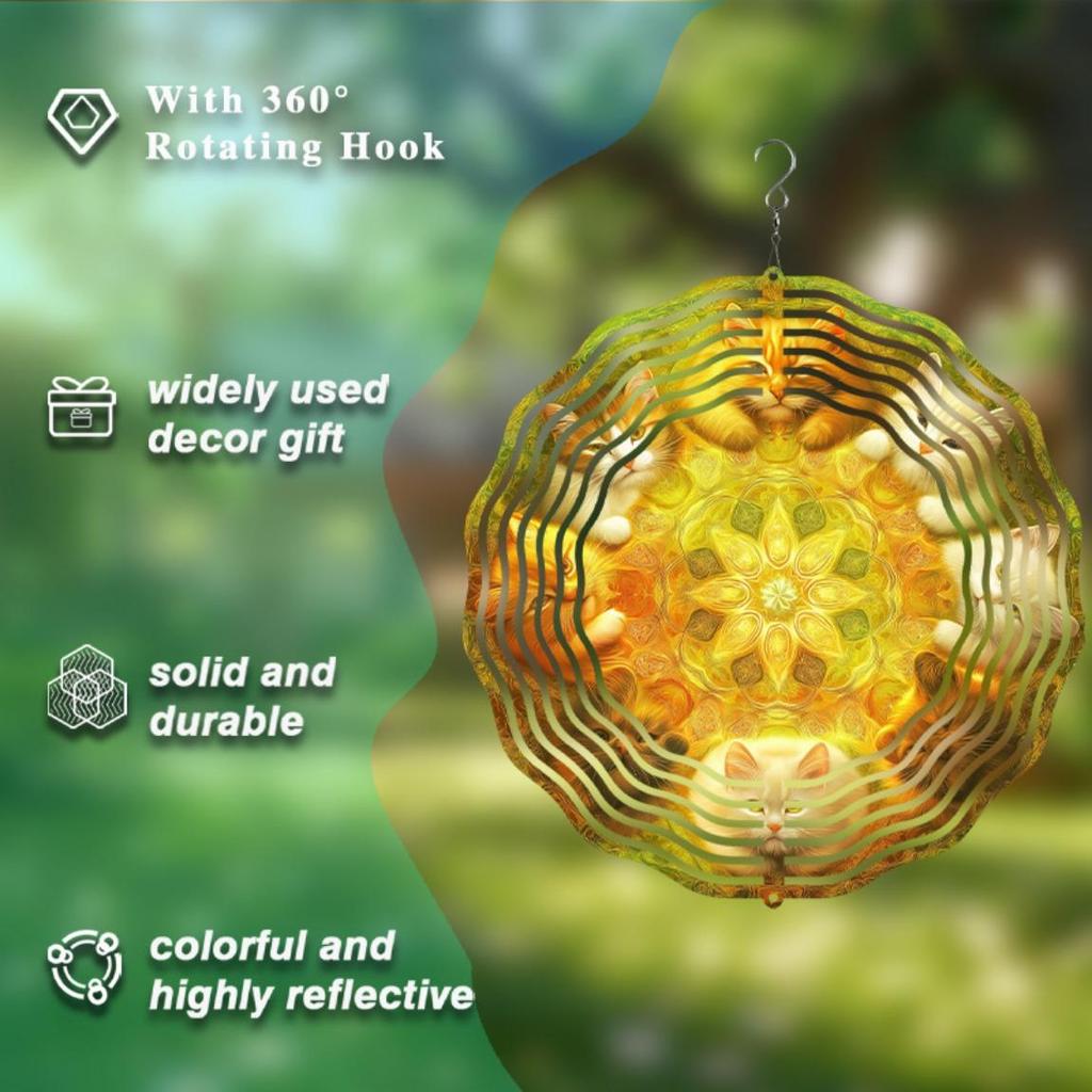 10 Inch Hanging Wind Chime with Rotating Artistic Design 360 Degree Hook Elegant Garden Lawn Decoration Creative Gift for Spring Summer