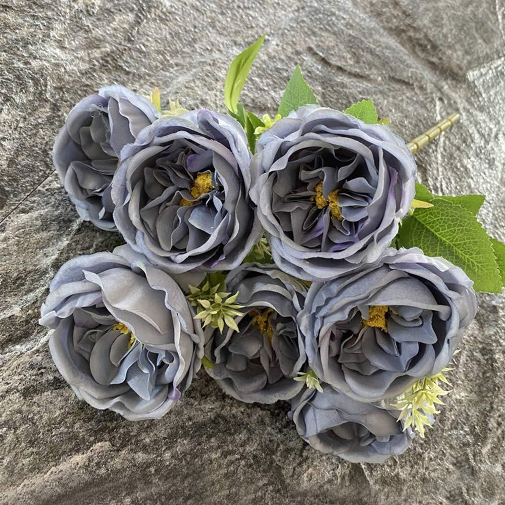 7 Heads Artificial Flower Rose Brushed Fabric Petal Flower Bouquet Faux Austin Rose  Party Supplies