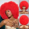 Afro Women Pure Red Puff Kinky Curly Wig Synthetic Fiber Cosplay Daily Wear Party Red Fluffy Curly Wig