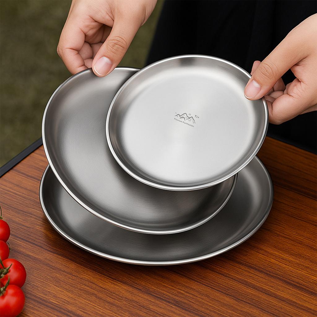 Outdoor Camping Plate Ultralight Portable Round Frosted Dish for Cooking Picnic Hiking Camping Backpacking Travel
