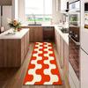 Retro Orange & White Wavy Geometric Print Runner Rug, Non-Slip Washable Durable Mat for Entryway, Hallway, Bedroom & Home Decor
