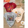 3 Set of European and American simple and elegant gifts with ethnic style, heart and floral prints, suitable for everyday casual wear, fashionable