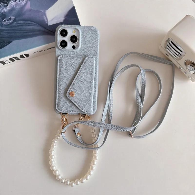 Кожаный чехол-кроссбоди на запястье для телефона для iPhone 13 12 Mini 15 14 Plus 11 Pro Max, кошелек с держателем для карт, защитная крышка