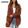 Autumn and Winter Women's Plus Size Long Sleeve Lantern Sleeve Cardigan with Pockets Oversized Crewel Knit Sweater