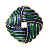 Vintage Court Square Striped Brooch Medieval Symmetrical Enamel Pin Suit Coat Accessories