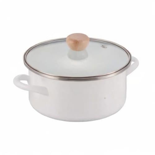 PEARL METAL Эмалированная кастрюля 20 см со стеклянной крышкой, подходит для индукционных плит, только один режим HB-6161
