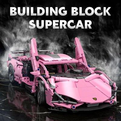 1:14 розовых строительных блоков, автомобиль MOC, городской скоростной автомобиль, роскошный гоночный автомобиль с кубиками Super Racers, игрушки для детей, подарок на день рождения, Рождество