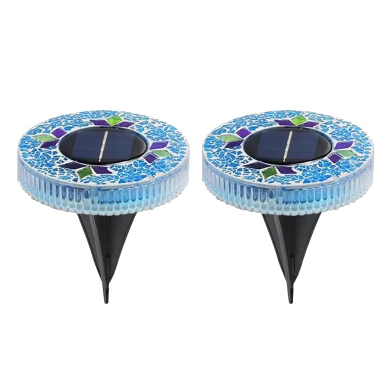 4/2/1PCS Solar Disk Light Waterproof Outdoor Glass Garden Stake Lighting Colorful Decorative Pathway LED Lights Dusk to Dawn