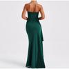 Off Shoulder Elegant High Waist Split Maxi Dress Sexy Club Outfits for Women 2025 Spring Summer New Solid Color Strapless Ruched Evening Dresses