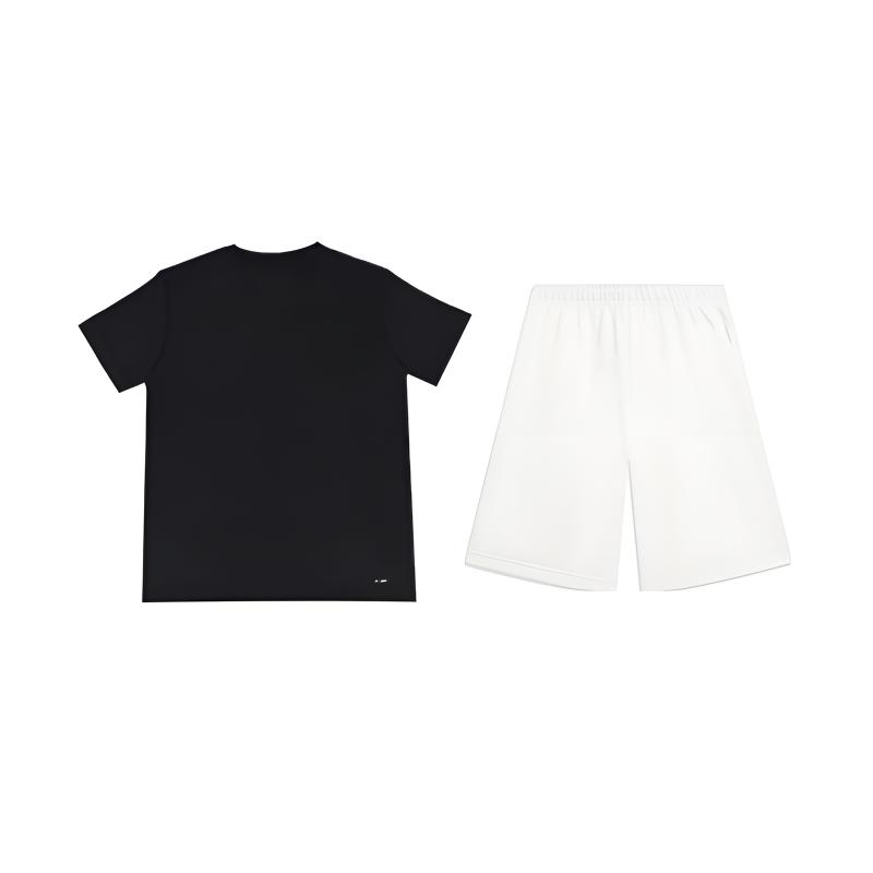 Футболка с принтом логотипа Li Ning, модная, простая, дышащая, с круглым вырезом, пуловер, с коротким рукавом, повседневный спортивный комплект, унисекс, топы, черный, белый, YTSU141-2+AKST593-7