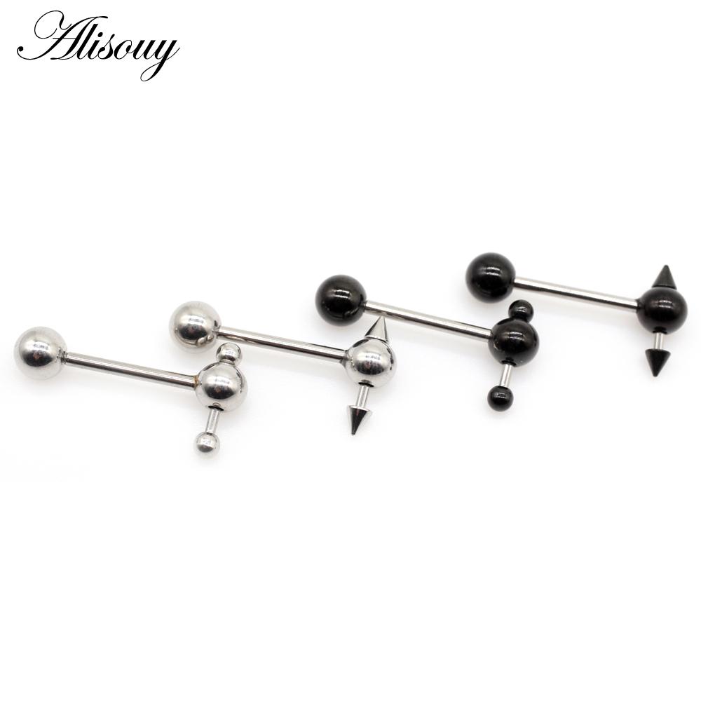 Alisouy 1 шт. скользящий конусный шар из нержавеющей стали штанга для пирсинга языка нить унисекс 14 г губные кольца для губ ювелирные изделия для тела