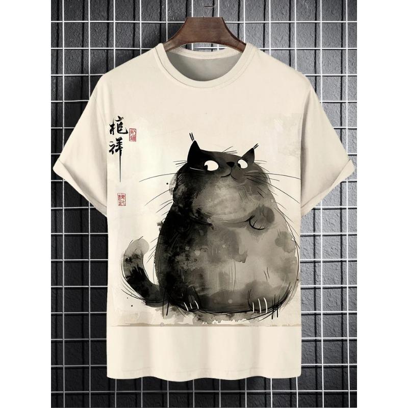 Мужская футболка с забавным принтом животных и кошек, футболки с короткими рукавами, футболки с 3D-принтом и круглым вырезом, повседневная летняя мужская одежда для вечеринок