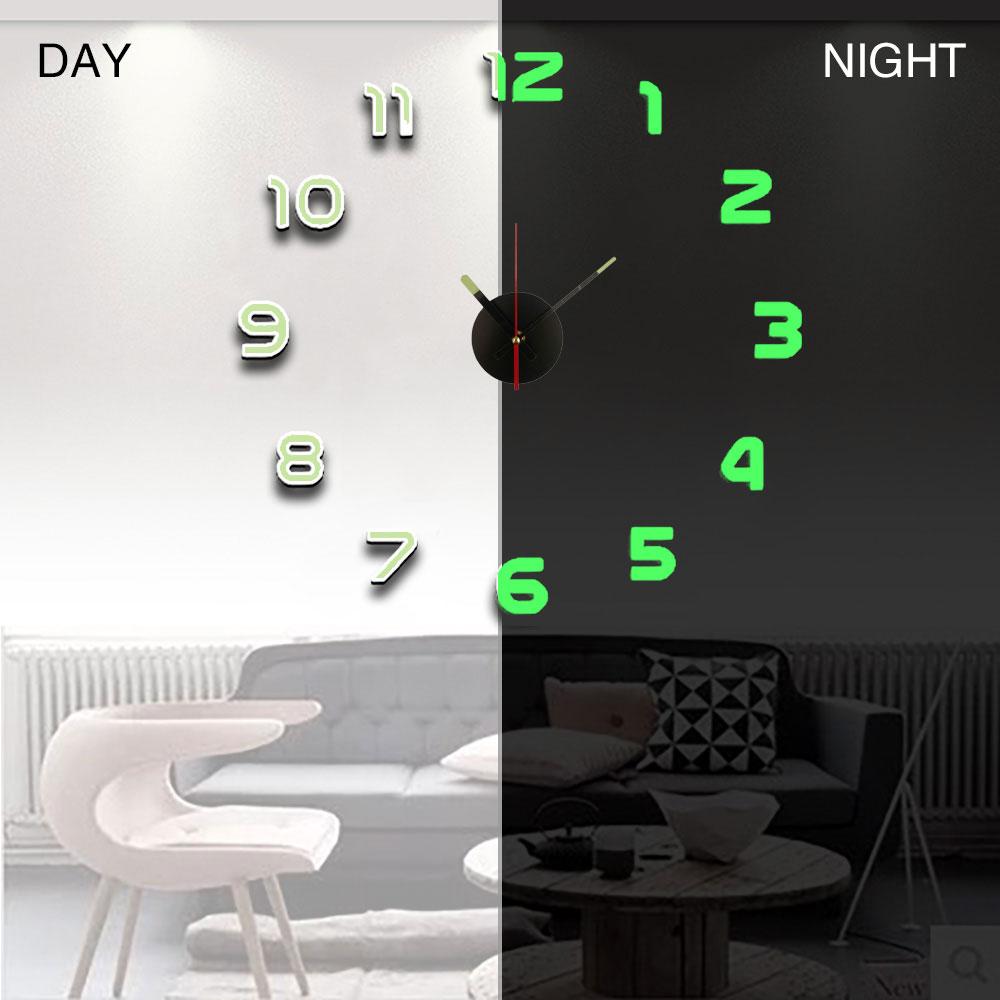 3D светящиеся настенные часы, зеркальные настенные наклейки, креативные часы «сделай сам», съемные художественные наклейки, домашний декор, кварцевая игла для гостиной, хит продаж