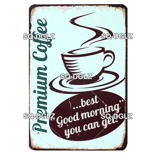 [SQ-DGLZ]COFFEE Menu Metal Sign Vintage Plaque Plate Decor For Pub Bar Wall Decor Break Coffee Tin Signs Retro Cafe Poster