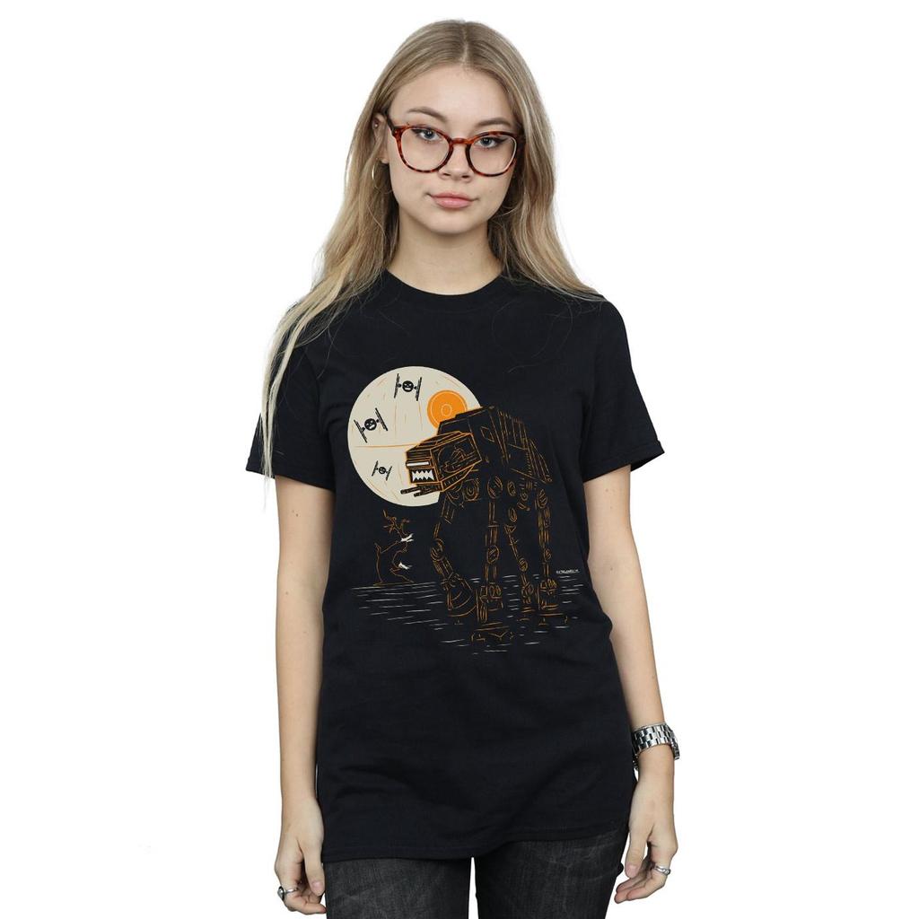 Star Wars Womens/Ladies Halloween AT AT Cotton Boyfriend T-Shirt
