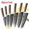 6pcs/set  Japanese Kitchen Knives Chef Knife Sharp Cleaver Slicing Utility Knives Tool