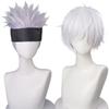High Quality Gojo Satoru Cosplay Wig A Little Purple Silver White Wig Heat Resistant Synthetic Hair Anime Cosplay Wigs + Wig Cap