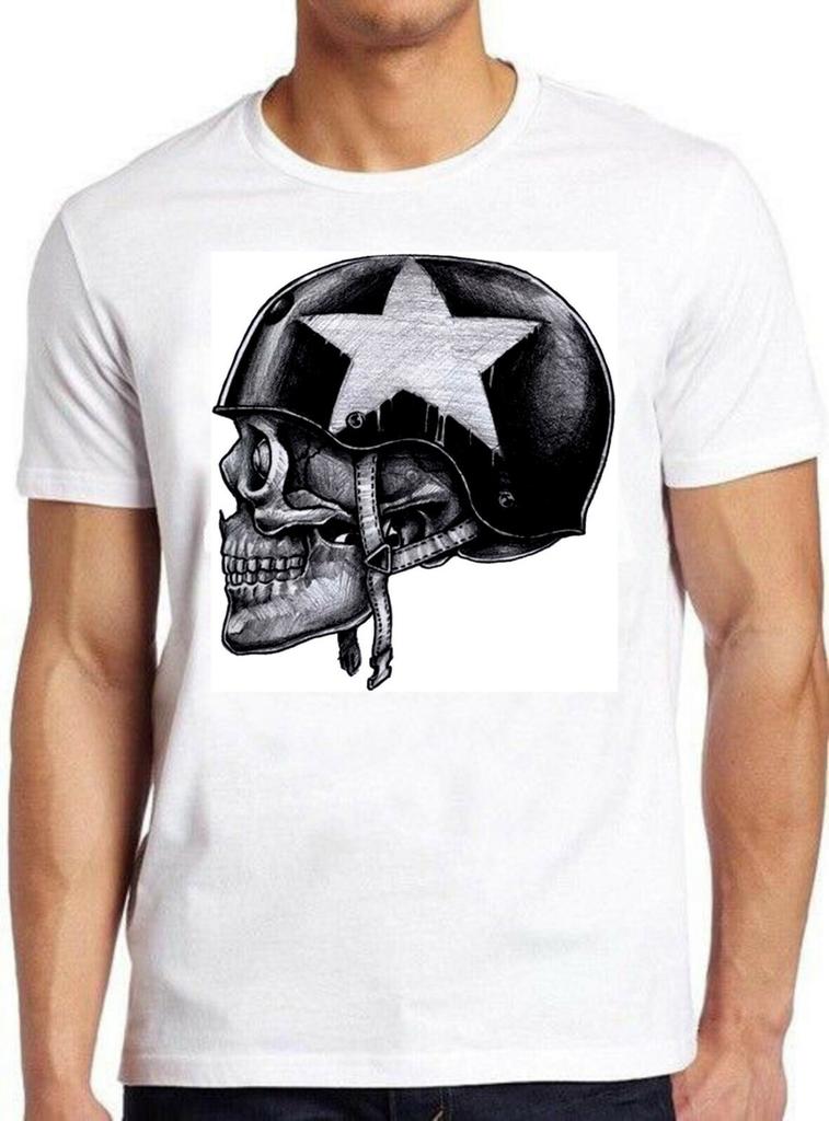 Skull Biker Harley Motorbike Ride Bike Punk Gift Vintage Top Tee T Shirt M622