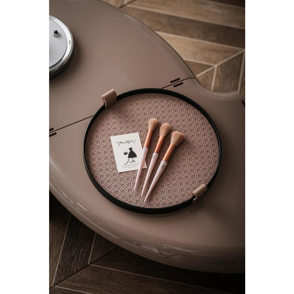 Nordic Round Jewelry Tray Woven Leather Storage Tray Living Room Kitchen Desktop Cosmetic Sundries Plate Home Decoration