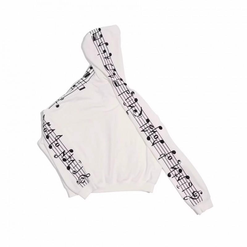 American Y2K Rhinestone Note Zip Up Hoodie Streetwear Loose Fit Unisex Top