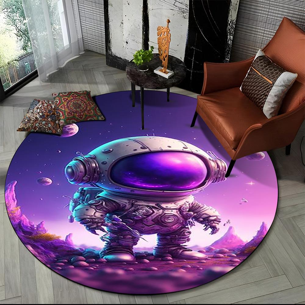 3D Астронавт Космос Мультяшный Круглый Ковер Коврик для Гостиной Спальни Детской Игровой Комнаты Декор Стула, Коврик для Питомцев Нескользящий Напольный Коврик