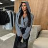 Модные укороченные пиджаки с капюшоном для женщин, весна 2025, новые длинные рукава, короткая тонкая куртка, женская шикарная уличная женская верхняя одежда