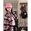 Корейская хип-хоп рубашка с цветными блоками в клетку с длинным рукавом для женщин весна-осень свободный крой стиль оверсайз универсальная модная куртка
