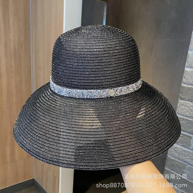 Womens Wide Brim Netted Sun Hat Vintage Hepburn Style UV Protection Beach