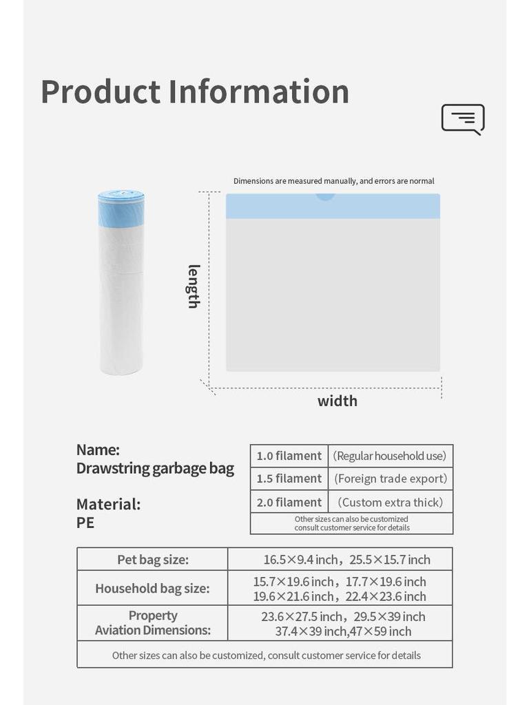 Drawstring Garbage Bags for Kitchen, Hotel, and Household Use - Portable and Thickened for Waste Classification