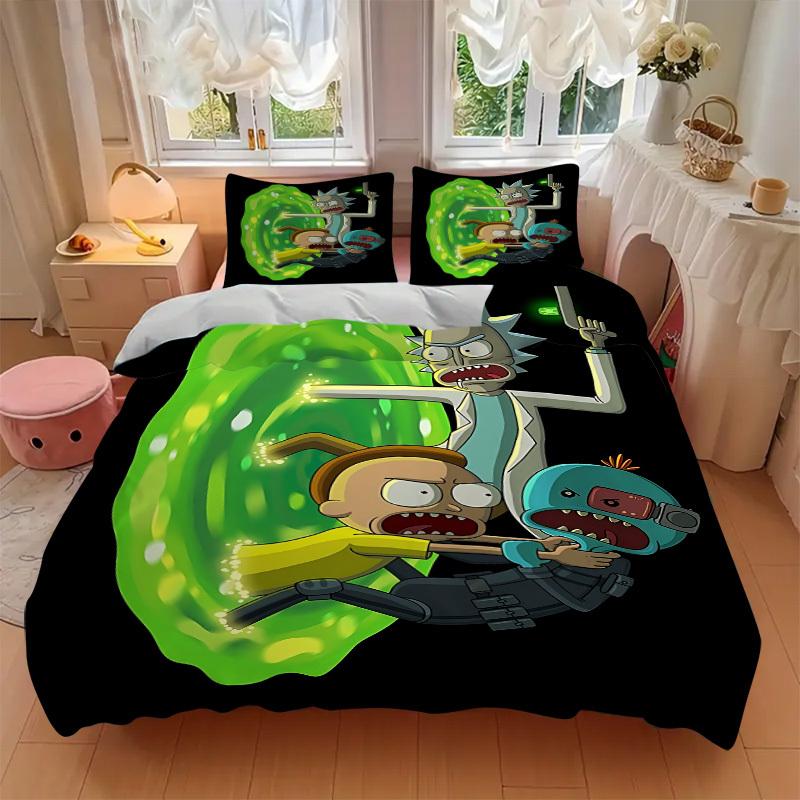 3pcs Rick and Morty Duvet Cover Set, 1 Duvet Cover + 2 Pillowcases (No Insert), High-Definition Print for All Seasons,Durable yy251103006