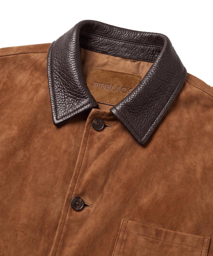 PINBLACK Unisex French Goat Suede Leather Collar Work Jacket