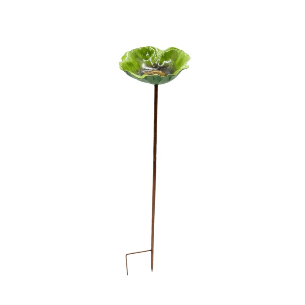 Flower Shaped Bird Bath Stand Metal Bird Water Dispenser Bird Bath Bowls Flower Garden Stake Patio