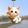 Подвеска в виде цветка-кошки, подвеска на зеркало заднего вида автомобиля, акриловая рождественская елка, подвесное украшение в виде мультяшного котенка, украшение для дома, окна, салона автомобиля